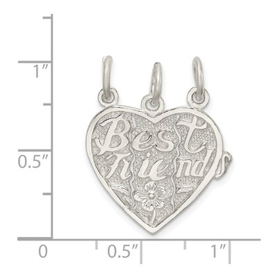 Sterling Silver Best Friends 3-Piece Heart Charm – view 4