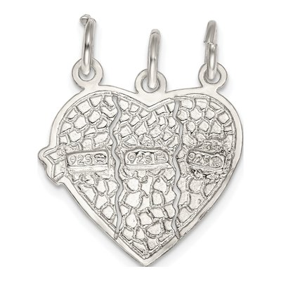Sterling Silver Best Friends 3-Piece Heart Charm – view 5