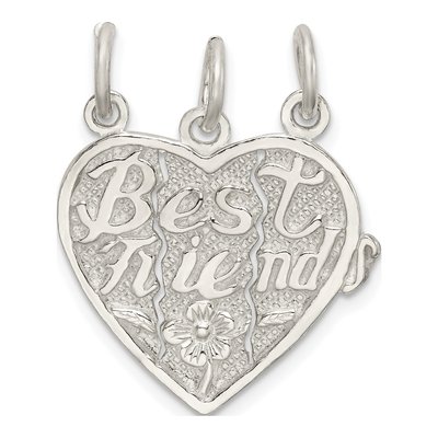 Sterling Silver Best Friends 3-Piece Heart Charm