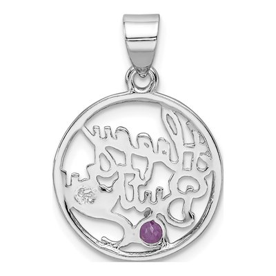 Sterling Silver Amethyst Birthday Pendant – view 4