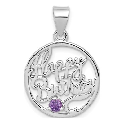 Sterling Silver Amethyst Birthday Pendant