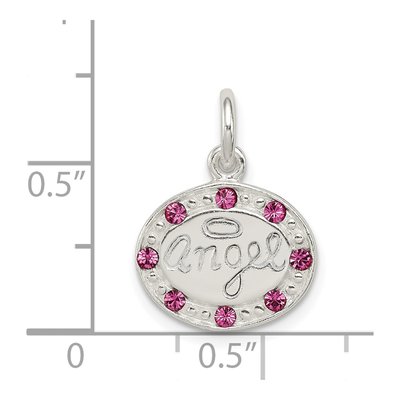 Sterling Silver Crystal Angel for Girls Pendant – view 4