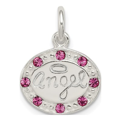 Sterling Silver Crystal Angel for Girls Pendant