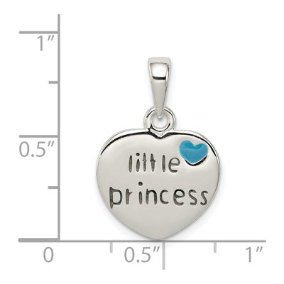 Sterling Silver Enameled Little Princess Heart Pendant – view 4