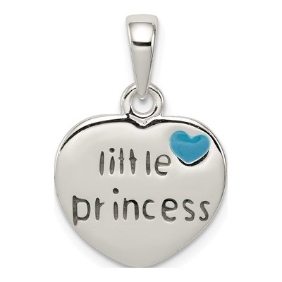 Sterling Silver Enameled Little Princess Heart Pendant