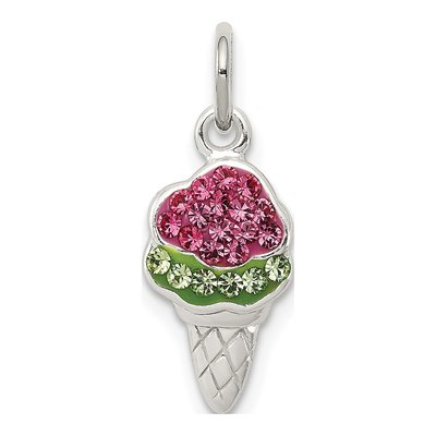Sterling Silver Crystal Ice Cream Cone Charm