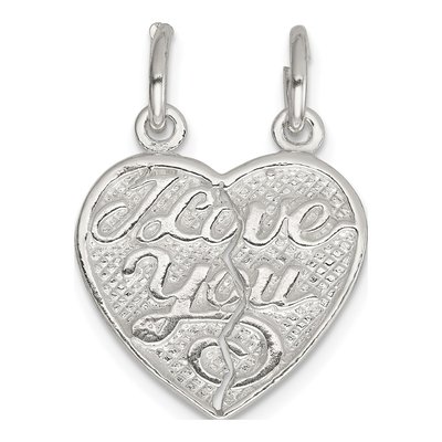 Sterling Silver I Love You 2-Piece Heart Charm