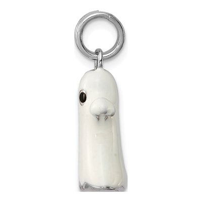 Sterling Silver White Enamel Ghost Charm – view 3
