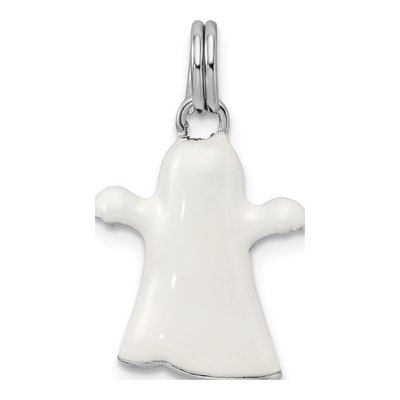Sterling Silver White Enamel Ghost Charm – view 4
