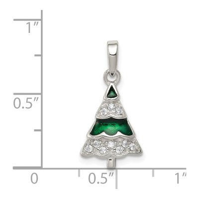 Sterling Silver CZ Christmas Tree Pendant – view 4