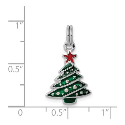 Sterling Silver Enamel Christmas Tree Charm – view 5