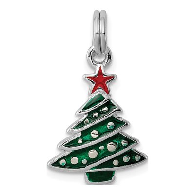 Sterling Silver Enamel Christmas Tree Charm