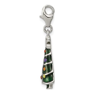 Sterling Silver CZ Christmas Tree Pendant – view 3