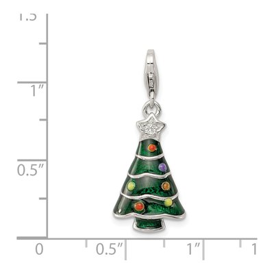 Sterling Silver CZ Christmas Tree Pendant – view 4