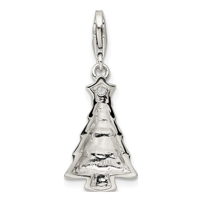 Sterling Silver CZ Christmas Tree Pendant – view 5