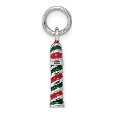Sterling Silver Enamel Candy Cane Pendant – view 3