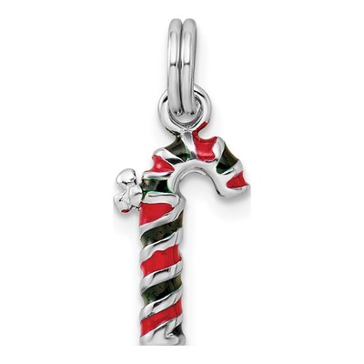 Sterling Silver Enamel Candy Cane Pendant – view 4