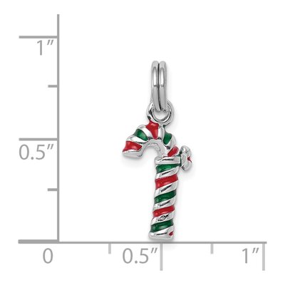 Sterling Silver Enamel Candy Cane Pendant – view 5