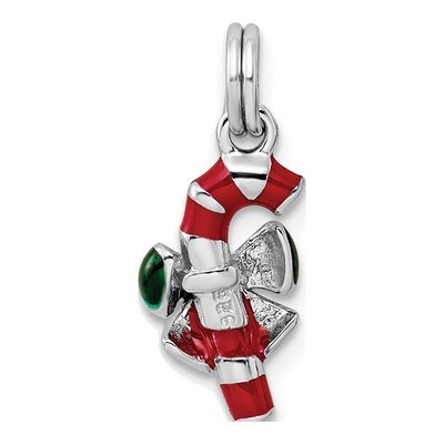 Sterling Silver Enamel Candy Cane Charm – view 4
