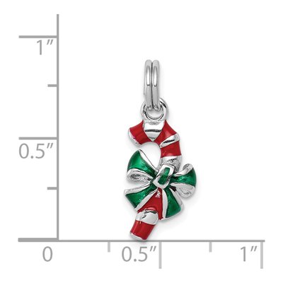 Sterling Silver Enamel Candy Cane Charm – view 5