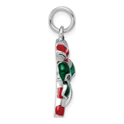 Sterling Silver Enamel Candy Cane Pendant – view 3