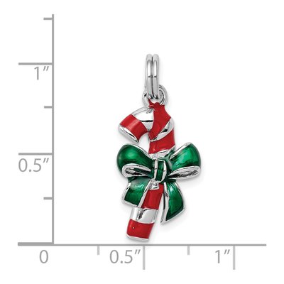 Sterling Silver Enamel Candy Cane Pendant – view 5