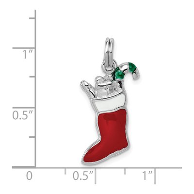 Sterling Silver Enamel Stocking Pendant – view 5