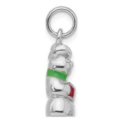 Sterling Silver Enameled Snowman Pendant – view 2
