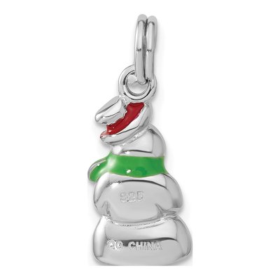 Sterling Silver Enameled Snowman Pendant – view 4