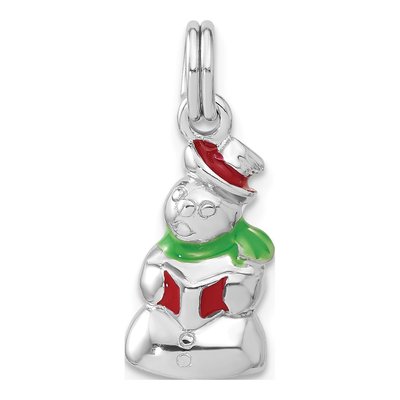 Sterling Silver Enameled Snowman Pendant