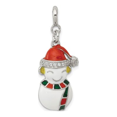 Sterling Silver CZ Snowman Charm