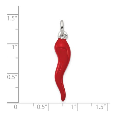 Sterling Silver Red Enamel Horn Pendant – view 4
