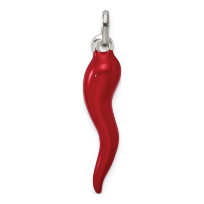 Sterling Silver Red Enamel Horn Pendant – view 5