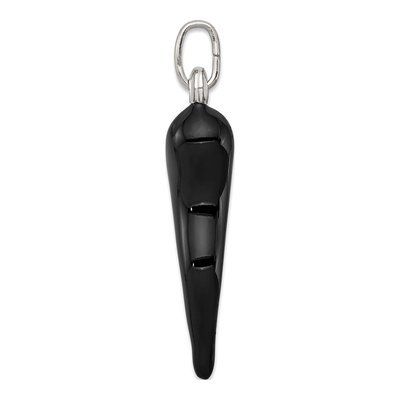 Sterling Silver Black Enamel Horn Pendant – view 3