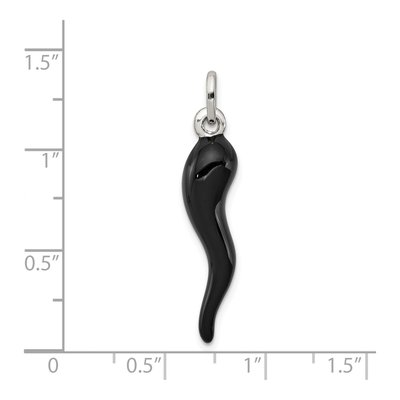 Sterling Silver Black Enamel Horn Pendant – view 4