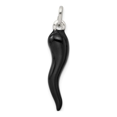 Sterling Silver Black Enamel Horn Pendant – view 5