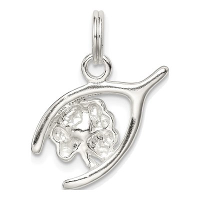 Sterling Silver Four Leaf Clover Wishbone Pendant – view 5