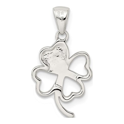 Sterling Silver Green Enamel Four Leaf Clover Pendant – view 5