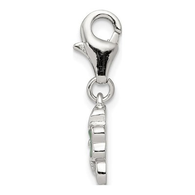 Sterling Silver Green Enamel Clover Charm – view 3