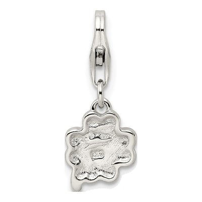 Sterling Silver Green Enamel Clover Charm – view 5