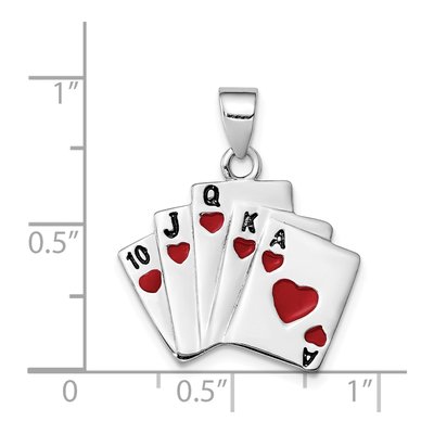 Sterling Silver Royal Flush Enamel Pendant – view 4