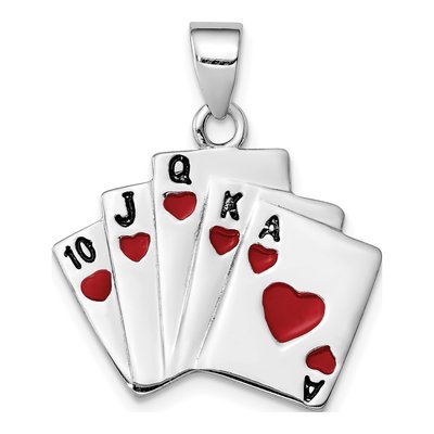 Sterling Silver Royal Flush Enamel Pendant