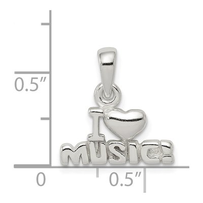 Sterling Silver I Love Music Pendant – view 4