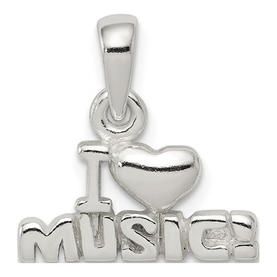Sterling Silver I Love Music Pendant