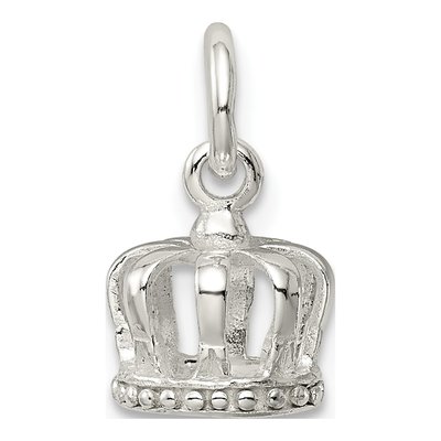 Sterling Silver Crown 3D Pendant