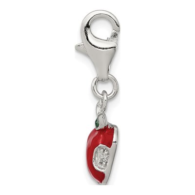 Sterling Silver CZ Enamel Apple Charm – view 3