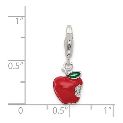 Sterling Silver CZ Enamel Apple Charm – view 4