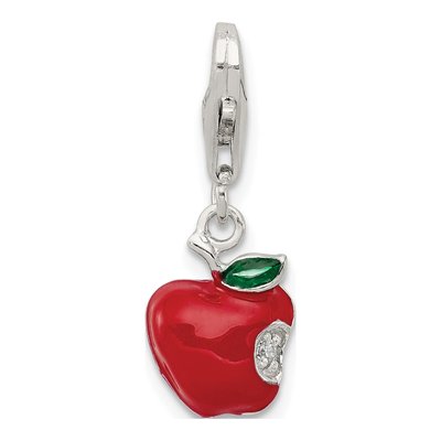 Sterling Silver CZ Enamel Apple Charm