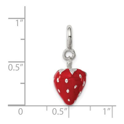 Sterling Silver Red Enamel Strawberry Charm – view 4