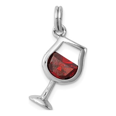 Sterling Silver CZ Wine Glass Charm
